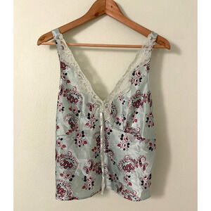 Vintage Kathryn Womens Top Large Paisley Satin Babydoll Romantic Fairy 90s FLAW